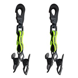 Qiyiche Pack of 2 Fire Brigade Glove Holders, Double Clip Glove Clips, with Hiking Buckle Glove Holder, for Hanging Gloves, Protective Helmets, Towels (Green)