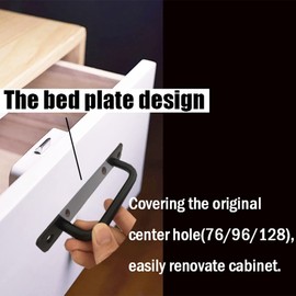 Guoharda 2 Pack 5 Inch 128 mm Matte Black Cabinet Handles with Backboard Aluminum Cabinet Pulls Drawer Pulls Sliding Door Pulls Black Cabinet Handles