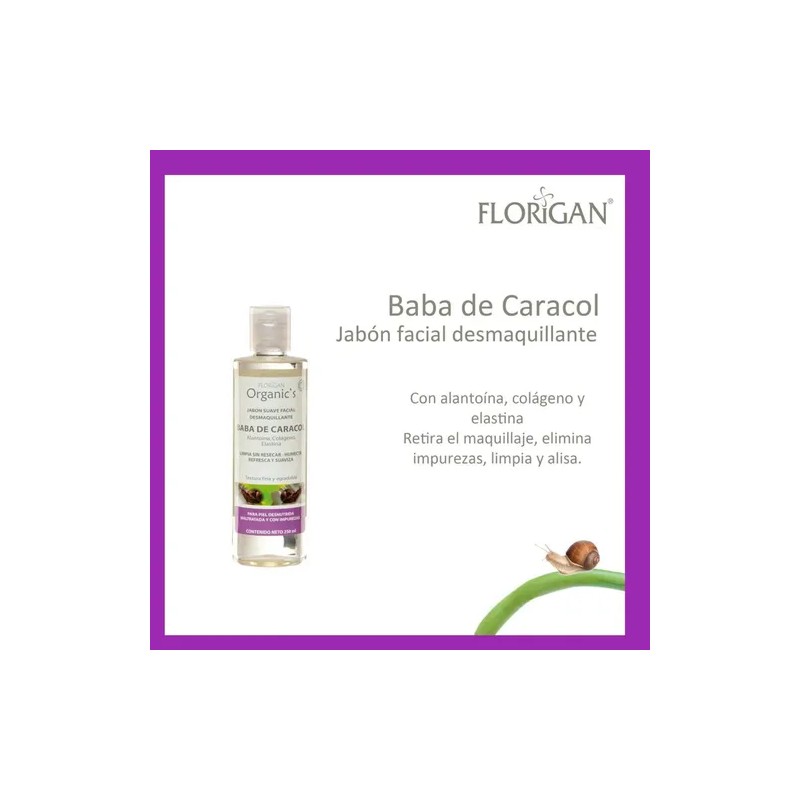 Jabón Facial Desmaquillante Baba De Caracol 250ml. Florigan