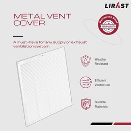 LIRAST 14x14 Vent Cover with Built-in Screen - White Return Air Grille for Wall or Ceiling - Rectangular Metal HVAC Ventilation Register - Outer Dimensions: 15.75" W x 15.75" H