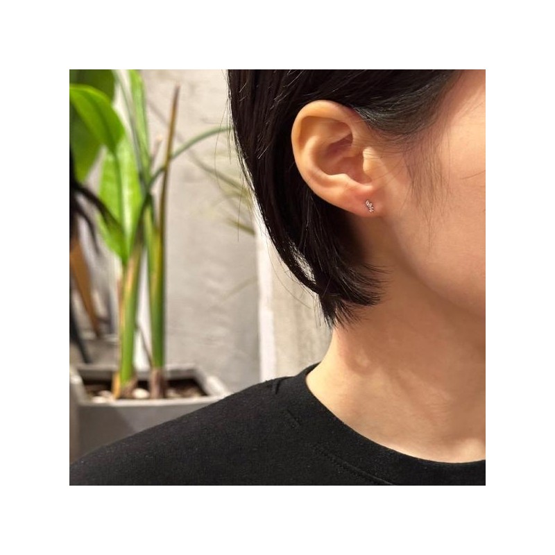 Basic Triple Stone Silver Piercing OTEP24714N White / 베이직 트리플