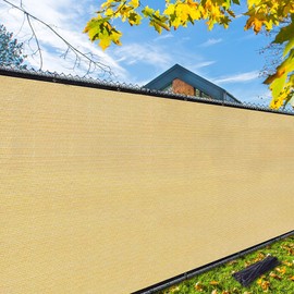 i COVER 5x50ft Fence Privacy Screen, Heavy Duty Privacy Fence Screen, Outdoor Shade Cloth Mesh Barrier, Cable Zip Ties Included, Sand