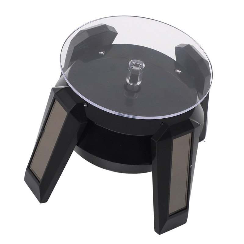 LED Jewelry Display Turntable Solar Powered Rotating Stand Blue Led