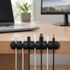 5-Pack 7-Port Silicone Cable Organizers, Desktop Cord Holders for USB