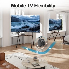 Mobile TV Cart Easel Rolling TV Stand for 32 to 65 Inch LCD LED OLED Flat Curved Panel Screens, Height Adjustable Portable Floor TV Stand with Locking Wheels Hold Up to 110 Lbs Max VESA 500x400mm