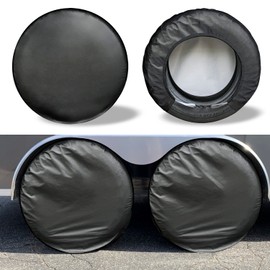 Kayme Rv Tire Covers 4 Pack, Travel Trailer Camper Truck SUV Motorhome Sun Rain Snow Protector, Waterproof Wheel Cover, Fit 33-35 Inch Tire Diameter/Black