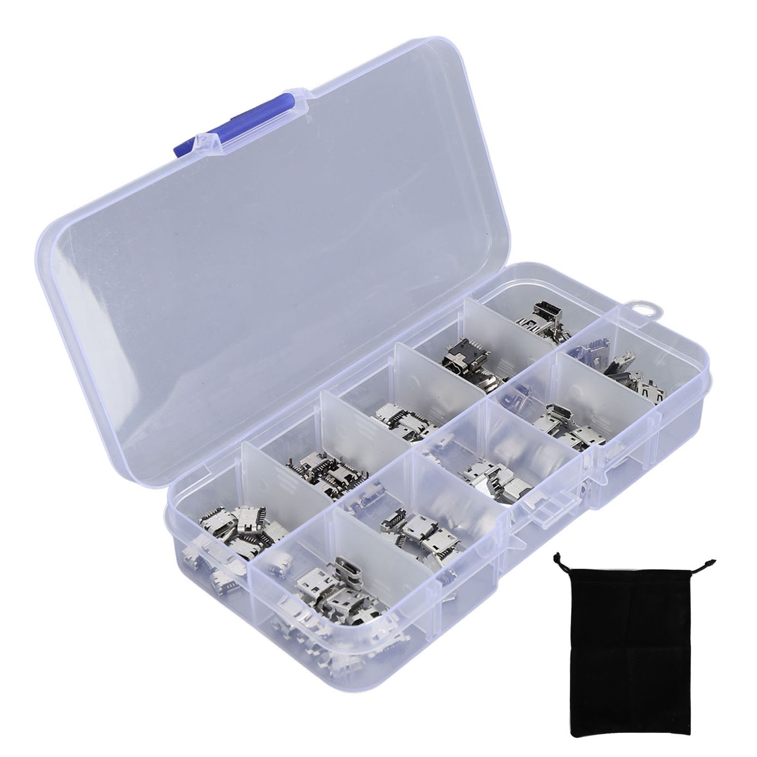 100Pcs Micro USB Type B Connector Mini Female Jack Socket 10 Kinds with ...
