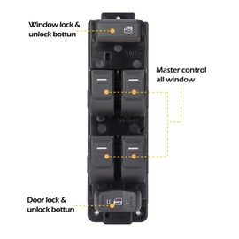 25779767 Interruptor maestro de ventana eléctrica del lado del conductor de repuesto para Colorado 2004-2012/reemplazo para Canyon 2004-2012/H3 2006-2010/H3T 2009-2010/con retroiluminación blanca