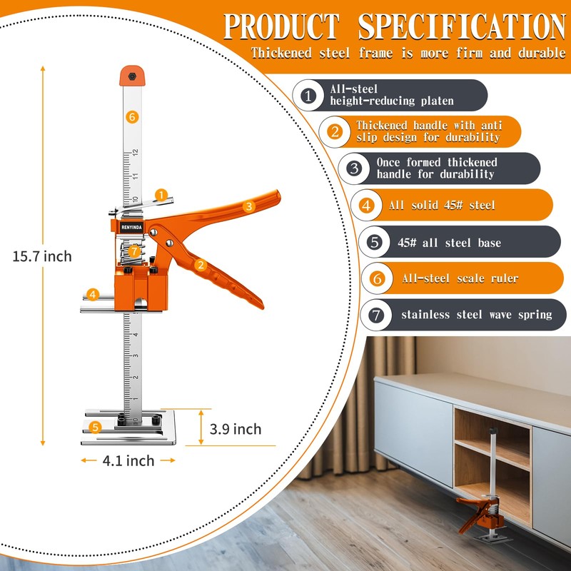 RENYINDA Labor-Saving Arm Jack Multifunctional Construction Jacks, Furniture Jacks，Lift Height