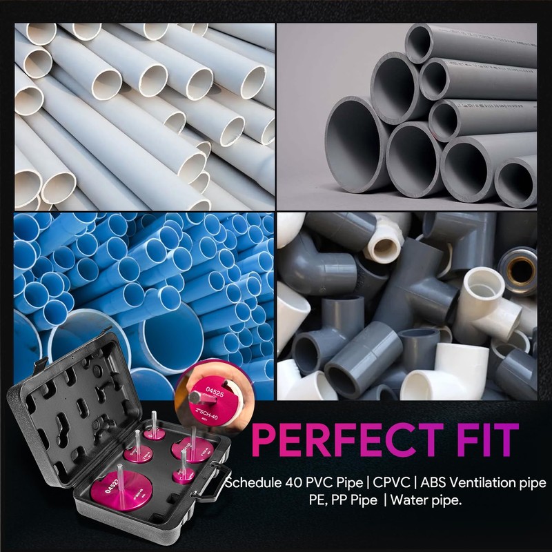 5 Piece Plastic Pipe Fitting Reamer Kit Fit into Standard