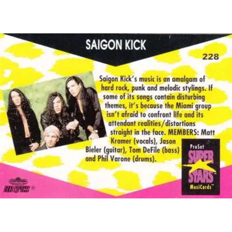 1991 PRO-SET MUSIC SUPER STARS MusiCards Collectible Card #228 SAIGON