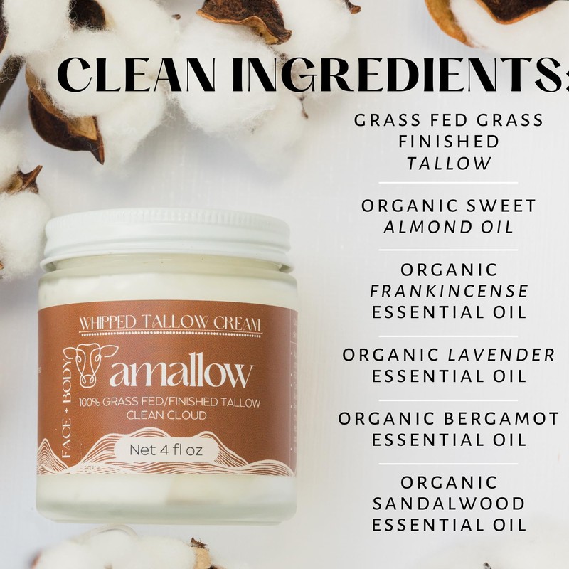 Amallow 100% Grass Fed Beef Tallow for Skin Care -