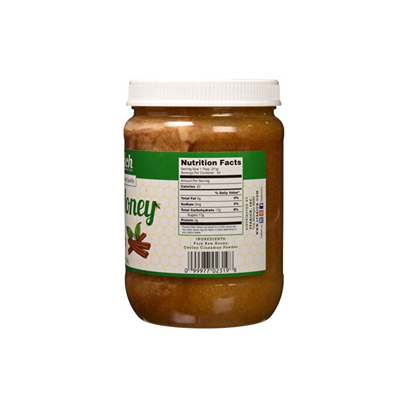 Stakich Cinnamon Enriched Raw Honey - Pure, Unprocessed, Unheated -