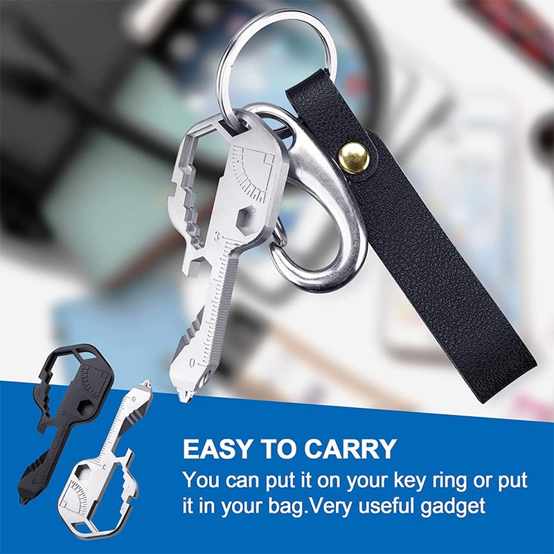 BRIGHTBOX 24-in-1 Multi-tool Key Shaped Pocket Tool, Stainless Steel, Bottle