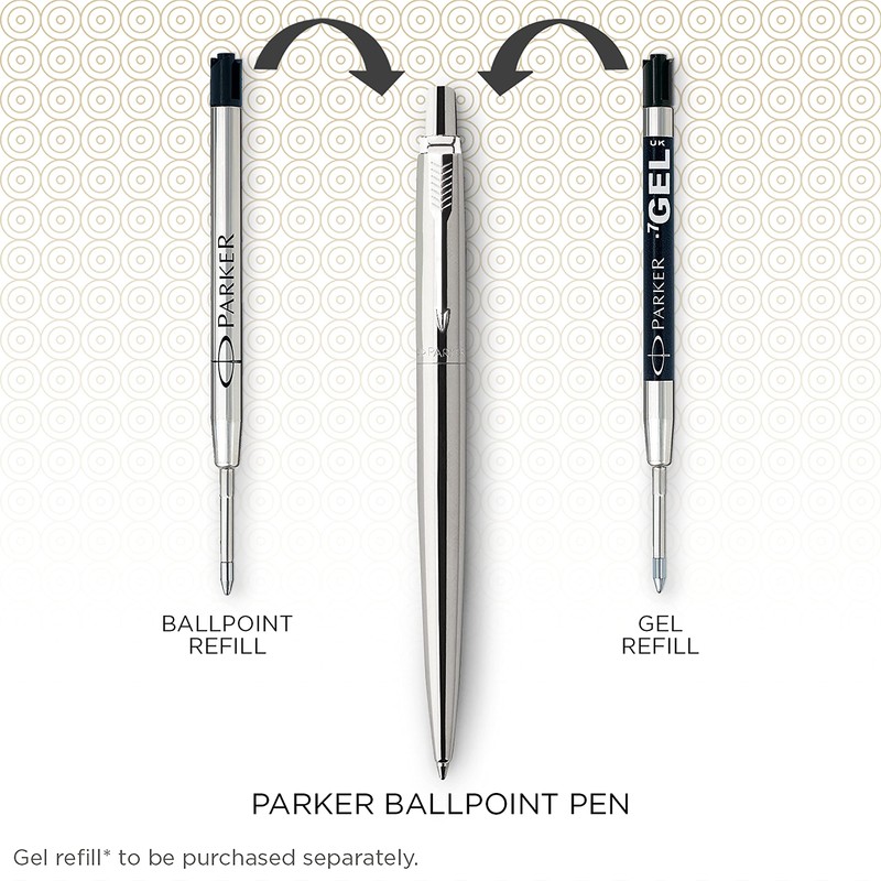 Parker Jotter Ballpoint Pen | Stainless Steel with Golden Trim