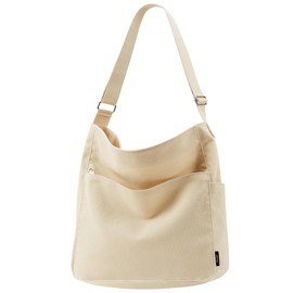 KALIDI FANCY FOREST Women's Tote Bag, Large Capacity, Shoulder Bag, Large 2-Way Shoulder Bag, Crossbody Crossbody Canvas Tote, Canvas Tote Bag, Lightweight, Solid, For School or Work, 3 Zipper Pockets