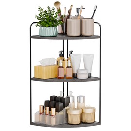 Forest Angle Bathroom Counter Organizer,Countertop Organizer,Vanity Organizers,Bathroom Storage,Bathroom Sink Caddy,Counter Shelf,Corner Counter(Black-Grey)