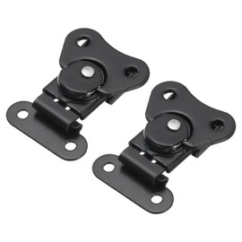 sourcing map 2Pcs Butterfly Twist Latch, 1.97 Inch Alloy Spring Loaded Twist Latch Keeper Toggle Clamp Butterfly Draw Latch for Case Box Suitcases Wooden Box, Black