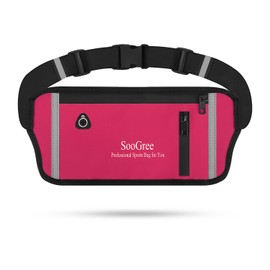 SooGree Men Women Running Belt Fanny Pack, Resistant Waist Pack Money Belt Bag for Hiking Cycling Workout, Gym Phone Holder with Adjustable Strap (GSP1187-Rose)