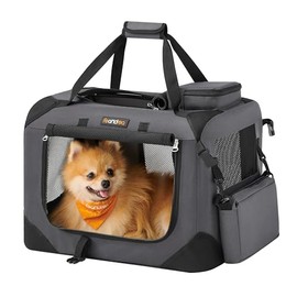 Feandrea Transportín para Gatos y Perros, Plegable, Portátil, Tela Oxford, Malla Transpirable, Marco de Acero, con Asas y Bolsillos, 50 x 35 x 35 cm, 