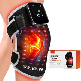 Rodillera de Terapia de Luz Roja, Rodillera de Masaje de Rodilla Actualizada de 72 LED Inalámbrica de 5000mAh con 5 Vibraciones, Luz Roja Infrarroja de 660nm y 850nm, Dispositivo Calentado para Alivio