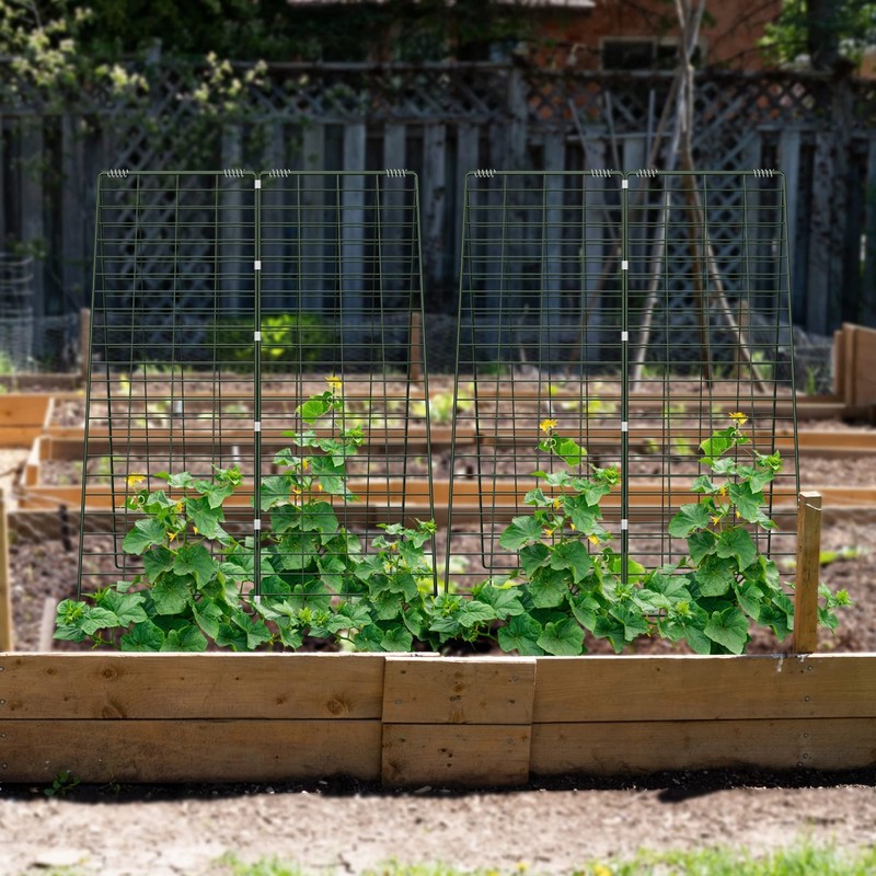 AGTEK 34" x 48" Foldable Cucumber Trellis with Garden Stakes