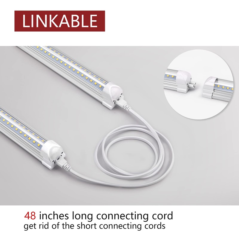 VShape 8 Pack T8 led Shop Lights 4ft, 40W 5200LM