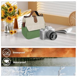 Kuprusar Camera Bag for Photographers, Small Camera Shoulder Bag Case with Removal Straps, Waterproof Anti-Shock DSLR SLR Mirrorless Camera Storage Holder Crossbody Photography Accessories - Green