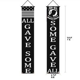 Ptriotic Soldier POW Porch Banner,Patriotic Hanging Banner for Memorial Day Independence Day Veterans Day Yard Indoor Outdoor Decor