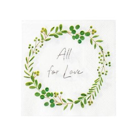 Talking Tables Wreath Cocktail Napkins - Add a touch of romance to your table, 16-12 cm, White/Green