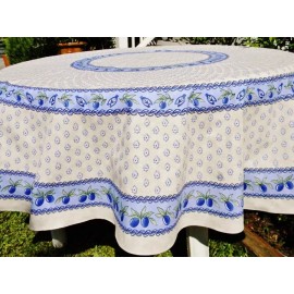 LE CLUNY, MONACO, CREAM, FRENCH PROVENCE COATED COTTON TABLECLOTH, 70" ROUND