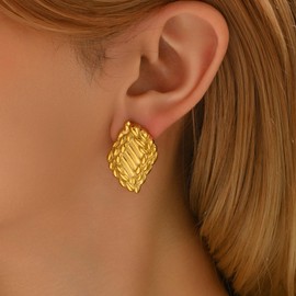 ARAVOP Chunky Stud Earrings for Women 18K Gold Plated Large Square Rectangle Geometric Round Swirl Stud Earrings Trendy Irregular Hammered Statement Earrings