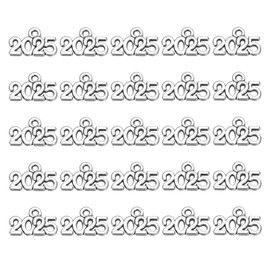 PATIKIL 2025 Graduation Tassel Charm, 72 Pcs Alloy 2025 Year Mini Letter Charm for Graduation Tassel Graduation Cap Necklace Pendant DIY Key Making, Silver