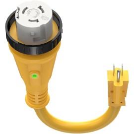 Kohree 50 Amp to 15 110V RV Adapter Plug, 15 Male yellow and black