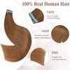 Lveyan Tape in Hair Extensions Human Hair,18 Inch Auburn Brown