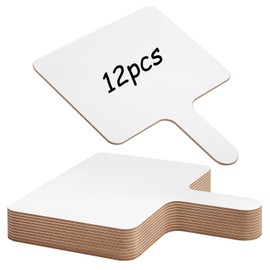 JJUNW 12 PCS 8 x 10.1 Inch Dry Erase Paddle, Handheld Wooden White Board Double Sided Dry Erase Signs Auction Paddles for Students Classroom Office Meeting Voting Answers Shower Games Party