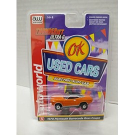 Auto World SC390-5B OK Used Cars 1970 Barracuda Gran Coupe HO Scale Electric Slot Car - Orange