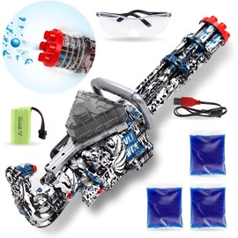 Electric Gel Trace Fire Blaster - Fully Automatic Blaster with 30000 Gellets and Goggles, Gatling M134, Ages 14 & Up（Blue）