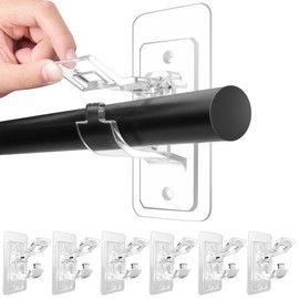 Antimbee 6-Pack No Drill Needed Curtain Rod Holders, Self Adhesive Rod Brackets, Multipurpose Nail-Free Stick on Curtain Rod Hooks, Curtain Hangers for Dorm, Bathroom, Bedroom, Livingroom Decor
