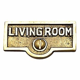 Switch Plate Tags "LIVING ROOM" Name Signs Labels Brass Plate Renovators Supply