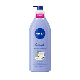 NIVEA Oil Infused Lotion Coconut and Monoi Oil Body Lotion for Women, Fast-Absorbing and Non-Greasy Coconut Scented Lotion Moisturizes for 48 Hours, 16.9 Fl Oz Pump Bottle