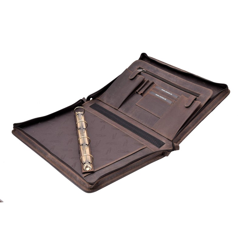 MENZO Leather Writing Case, Document Folder, Genuine Buffalo Leather Folder,