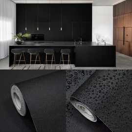 Black Wallpaper Peel and Stick Wallpaper Solid Black Contact Paper for Cabinets Black Matte Wallpaper Self-Adhesive Removable Wallpaper for Bedroom Bathroom Wallpaper Waterproof Vinyl 15.7" X 78.7"
