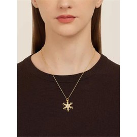 LPYO Christmas Snowflakes Earrings And Necklaces Set for Women Dainty Snowflakes Pendant Necklaces Charm Winter Dangle Earrings for Lady Holiday Party Jewelry (seven gold)