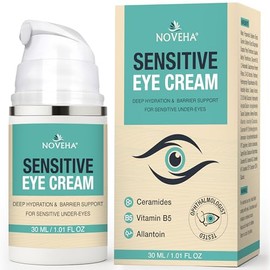 NOVEHA Crema hidratante para ojos para pieles sensibles (1.0 fl oz), hidratante de ojos para párpados secos y debajo de los ojos, crema vegana de cera
