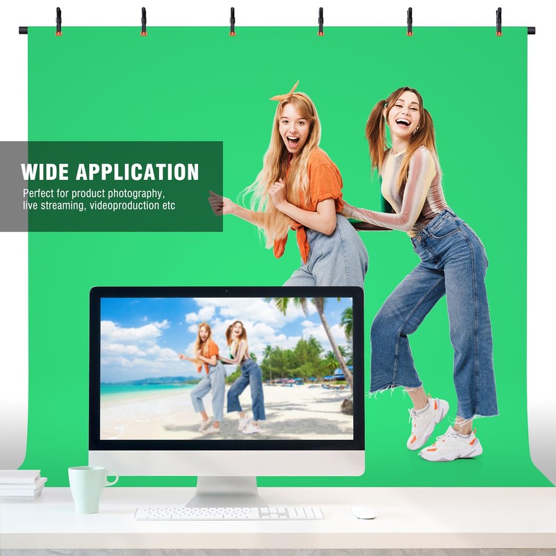 Forlogic Green Screen Backdrop Kit with Stand, 8x7.2ft Portable GreenScreen