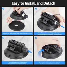 Nitze Camera Suction Mount, Suction Cup Camera Mount, Car Mount for DSLR Camera, Mirrorless Camera, Action Camera and Smartphone with Built-in NATO Rail and Multiple Mounting Holes (4.5”) - N48-A45