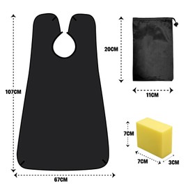 DHWEKU Beard Apron for Beard Design, Waterproof Beard Bib for Beard Care with Storage Bag and Cleaning Sponge, Collecting Cloth Gift for Men, Black
