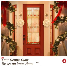 Lewondr Christmas Lights Ball, 17 cm Battery Powered Cherry Blossom Sphere Light Decorative Lighted Ball, Hanging Ornament with 150 Bulbs for Xmas Party Wedding Home with Timer Function, Warm White