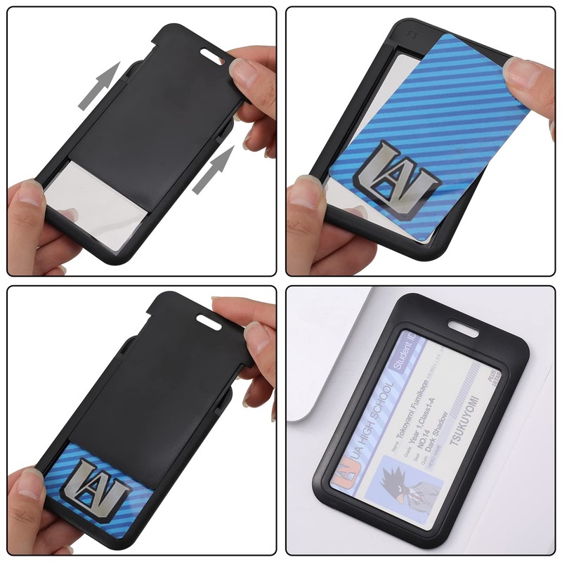 KLEBREIS 6 Pack ID Card Holder Plastic Black Vertical Plastic